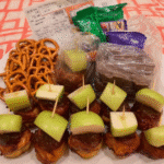 Fall Snacks caramel apple bites on tray