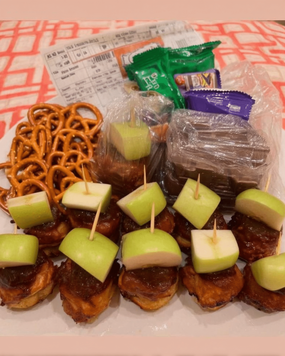 Fall Snacks caramel apple bites on tray