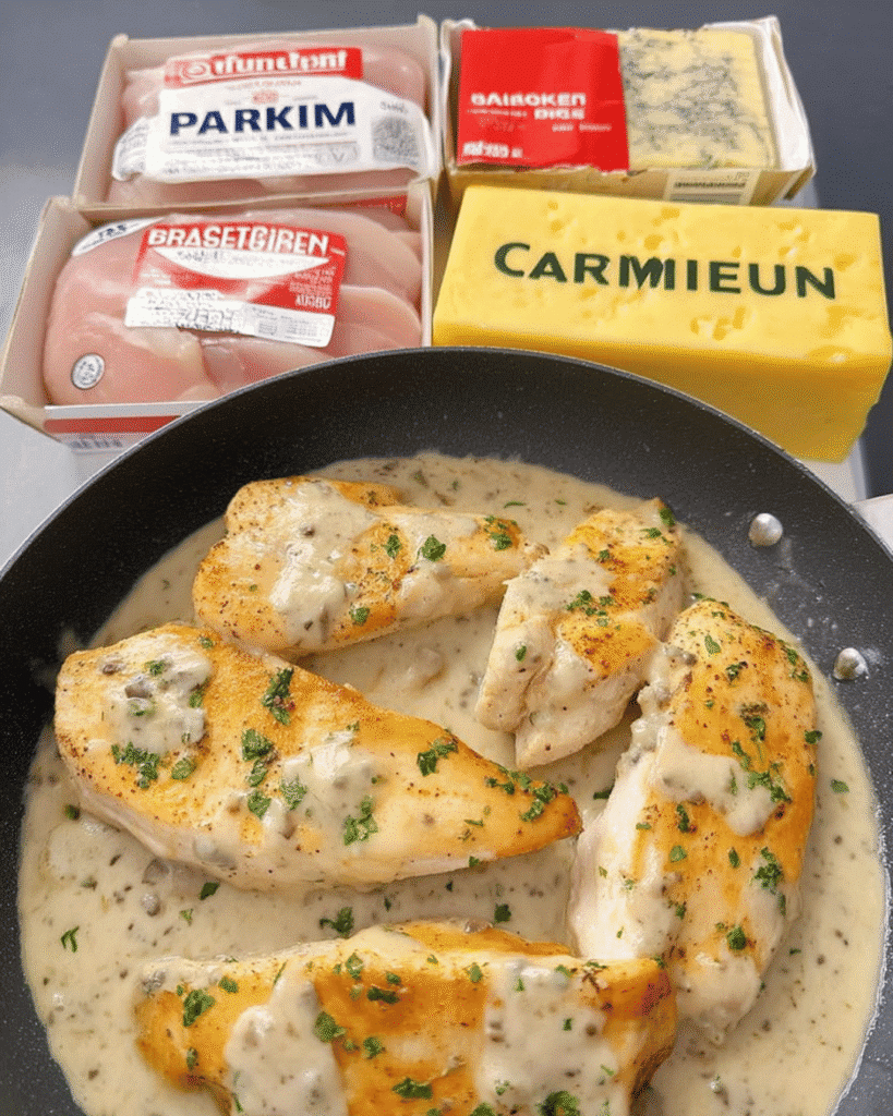 Plated chicken breast recipe with mashed potatoes