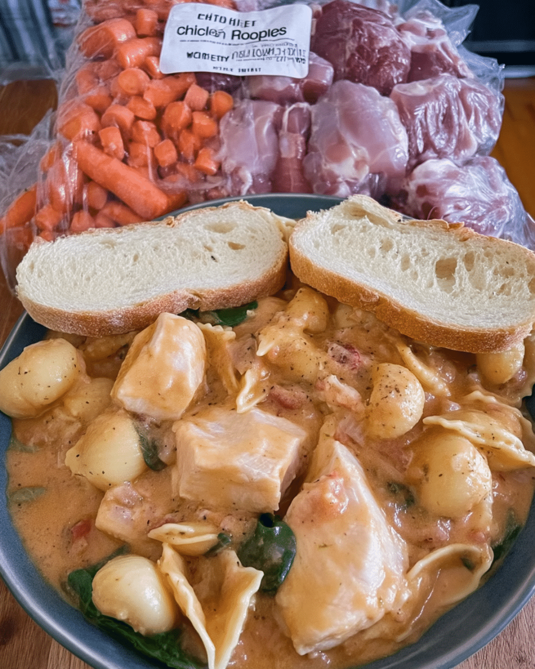 Fall Soup Recipes Bowl of soup on wooden board with cornbread and spoon