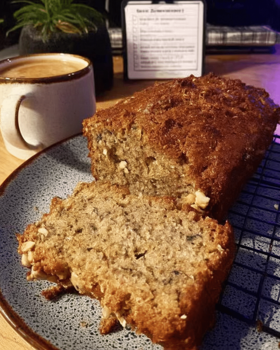 Chocolate chip zucchini bread on cooling rack