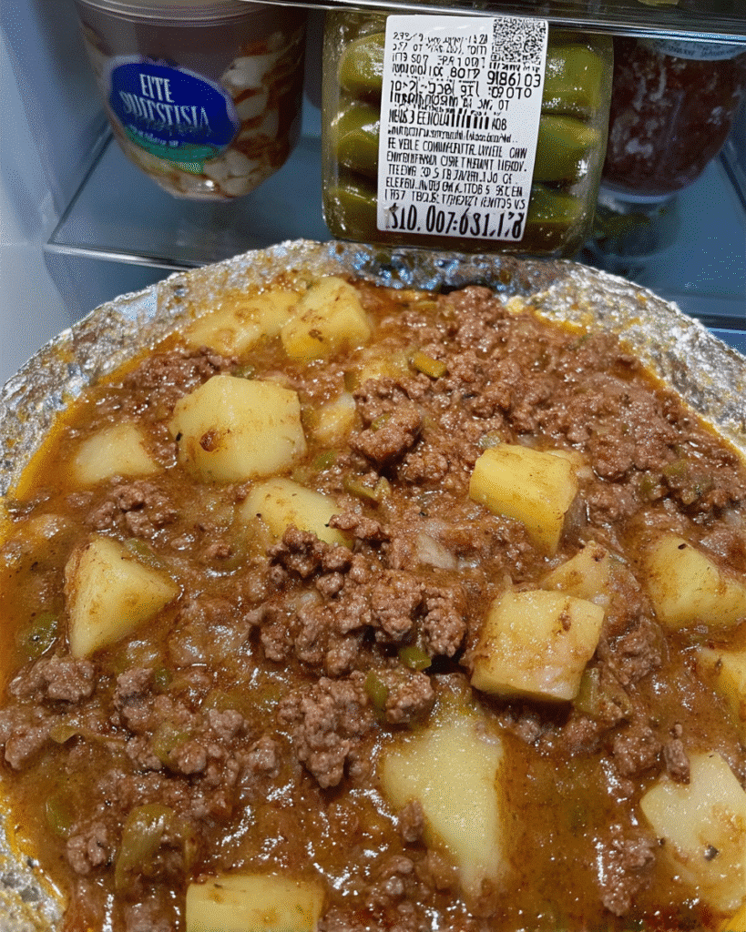 Bowl of hatch green chili recipes  stew with beef and potatoes