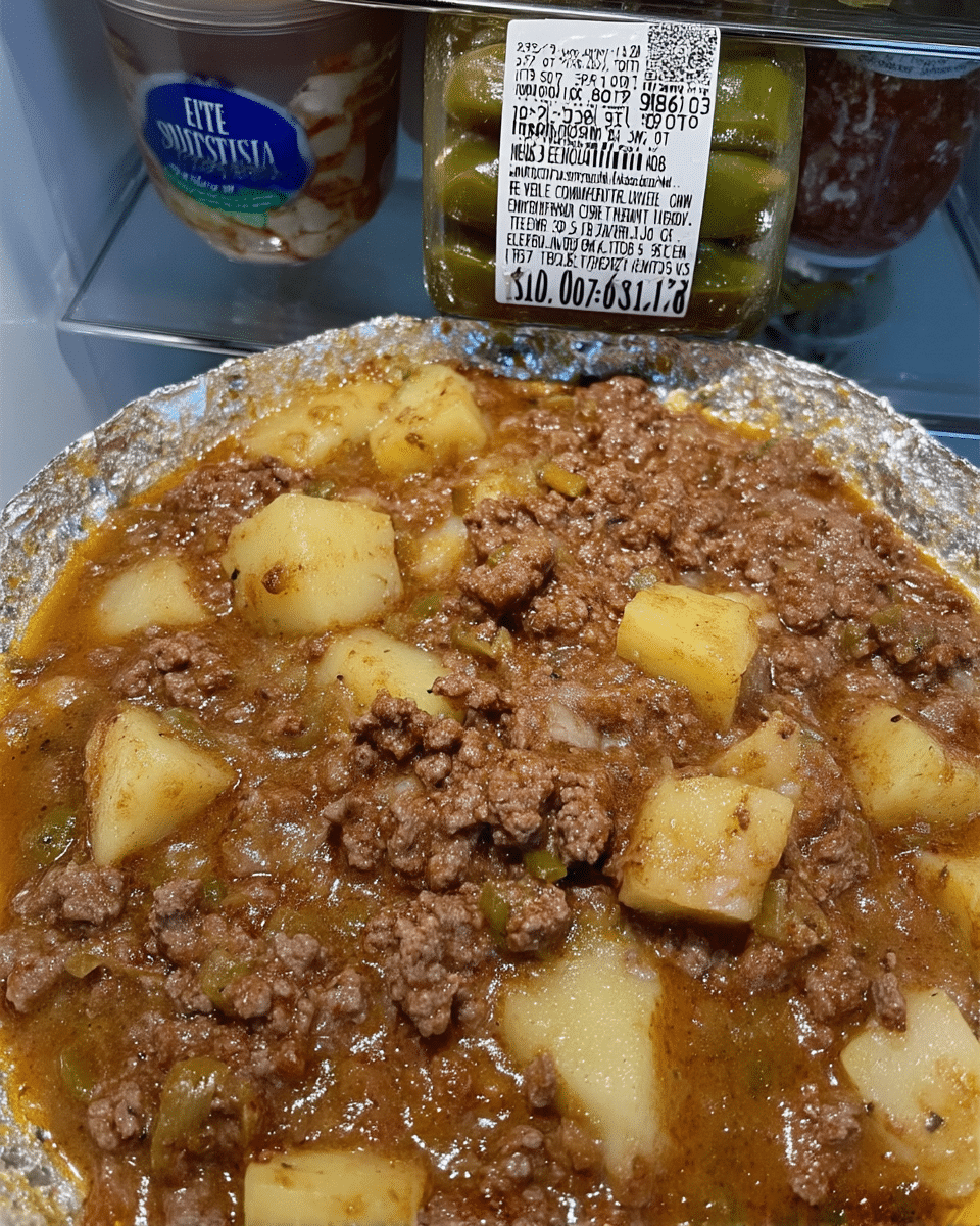A rustic bowl of New Mexico Hatch Green Chile Stew with ground beef, potatoes, and fire-roasted green chiles, garnished with fresh herbs and served with warm tortillas.