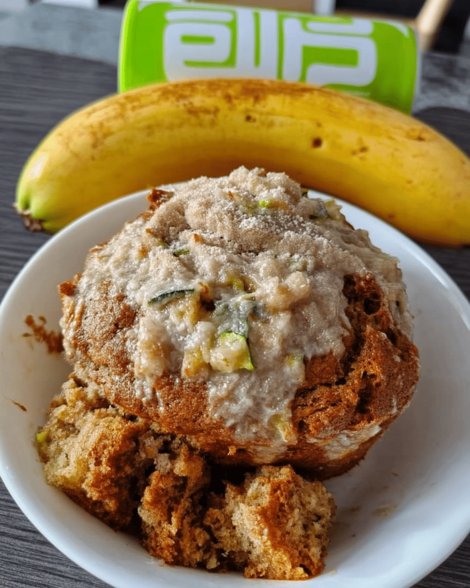Zucchini banana bread topped with walnuts and cinnamon