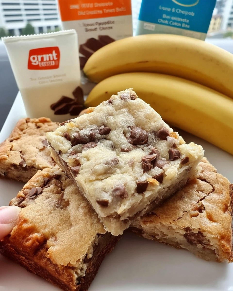 Full tray of banana bars cut into squares for school snacks