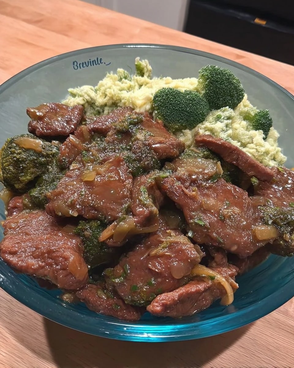 Asian beef and broccoli plated for college dinner