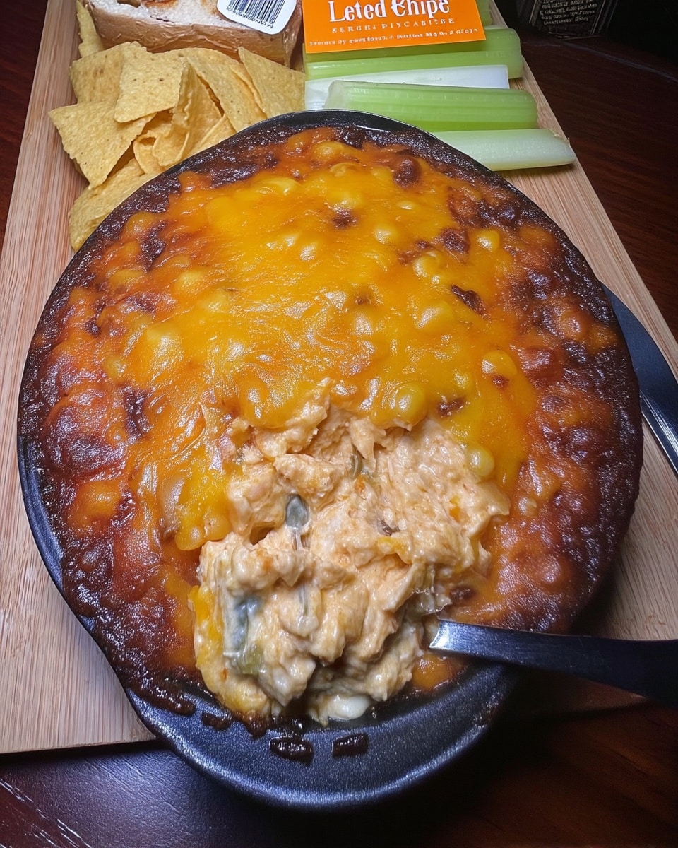 Party-style buffalo chicken dip game day spread