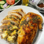 Chicken breast recipes healthy air fryer style on white plate