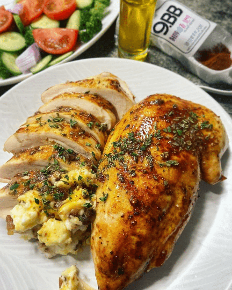 Chicken breast recipes healthy air fryer style on white plate