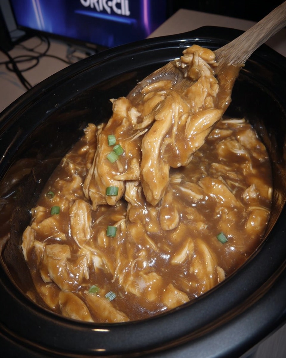 Easy Crock Pot Bourbon Chicken recipe! A sweet and tangy family favorite, perfect over rice. Get the delicious slow cooker dinner recipe now!
