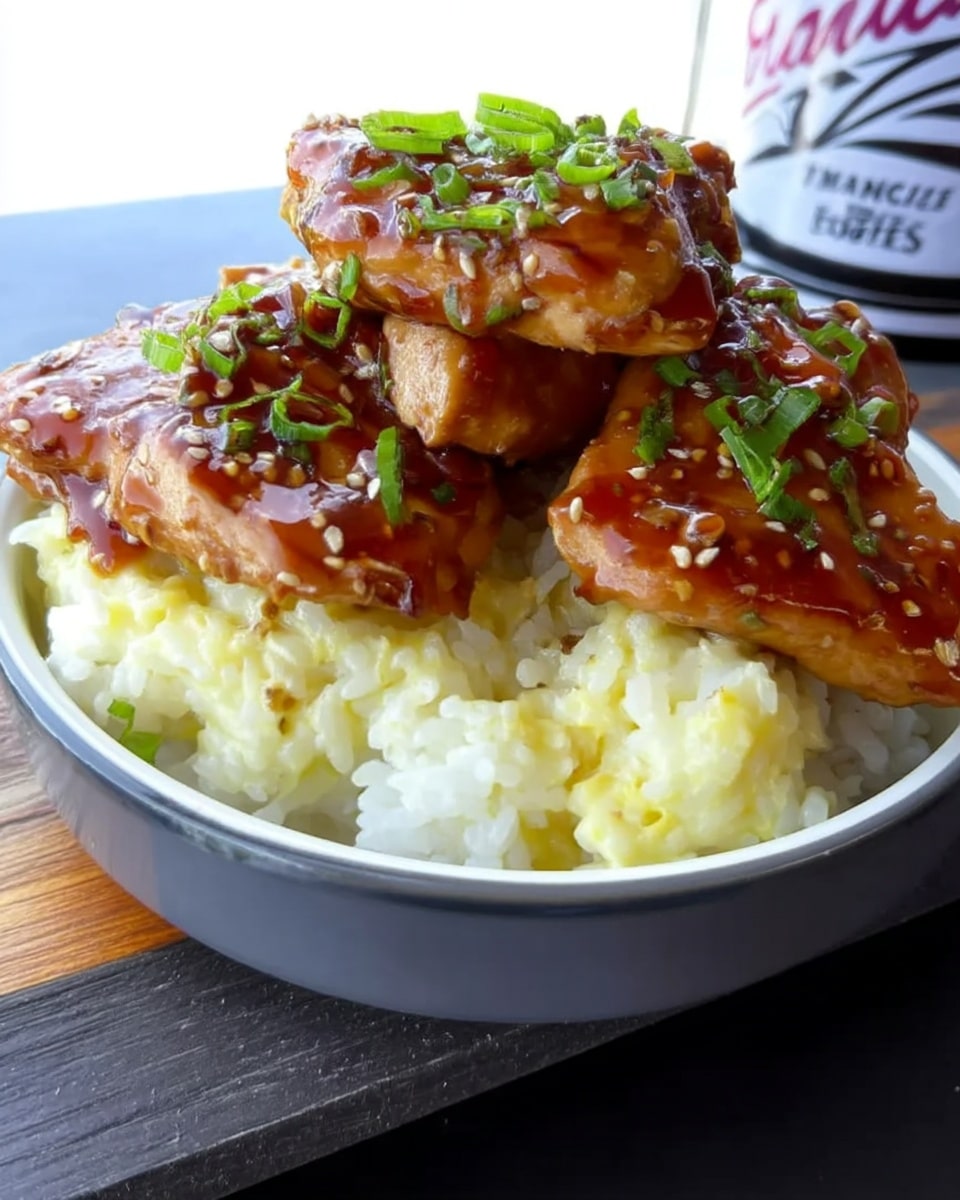 Close-up of chicken crockpot recipe with sticky sauce