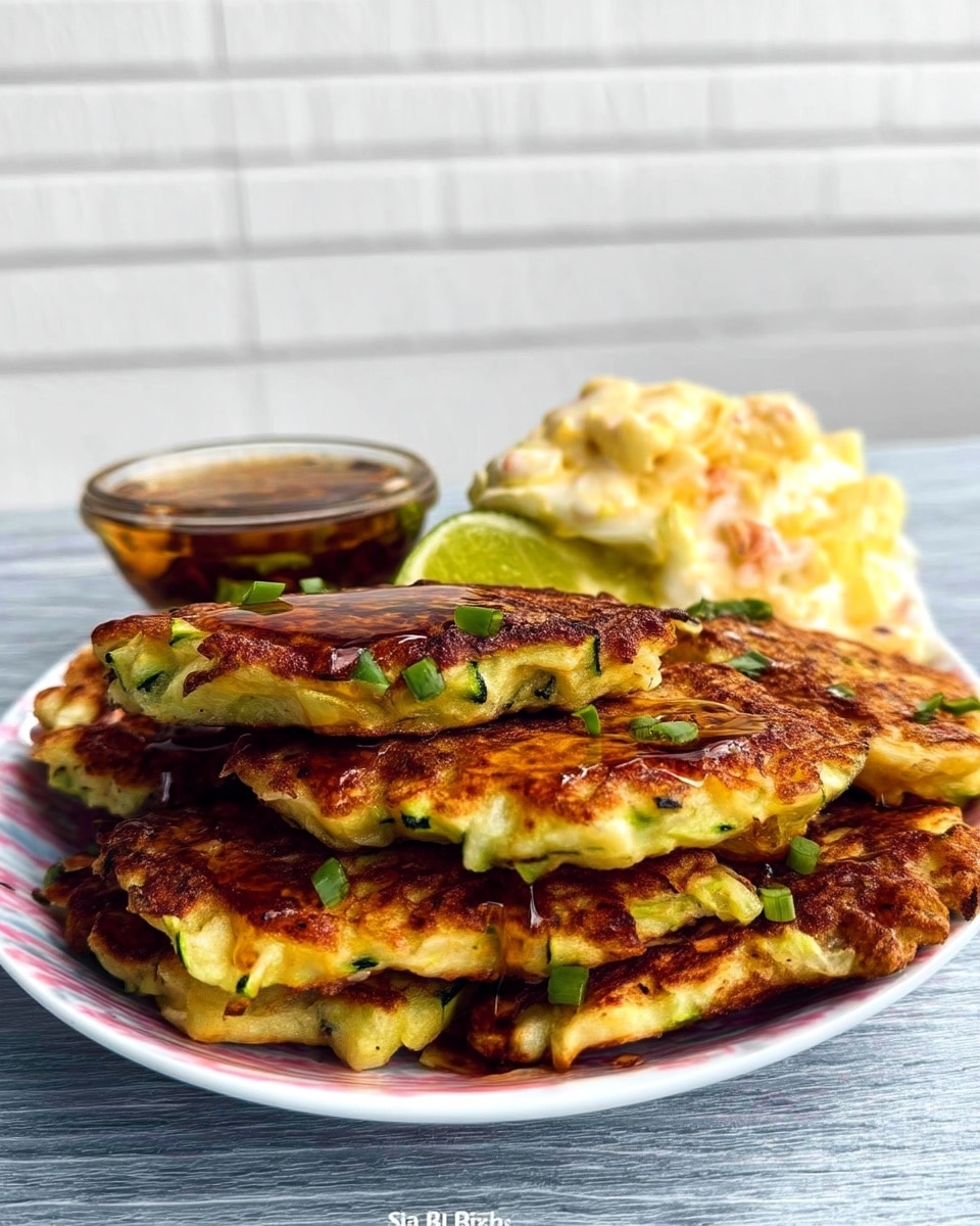 Easy zucchini recipes fritters stacked on plate