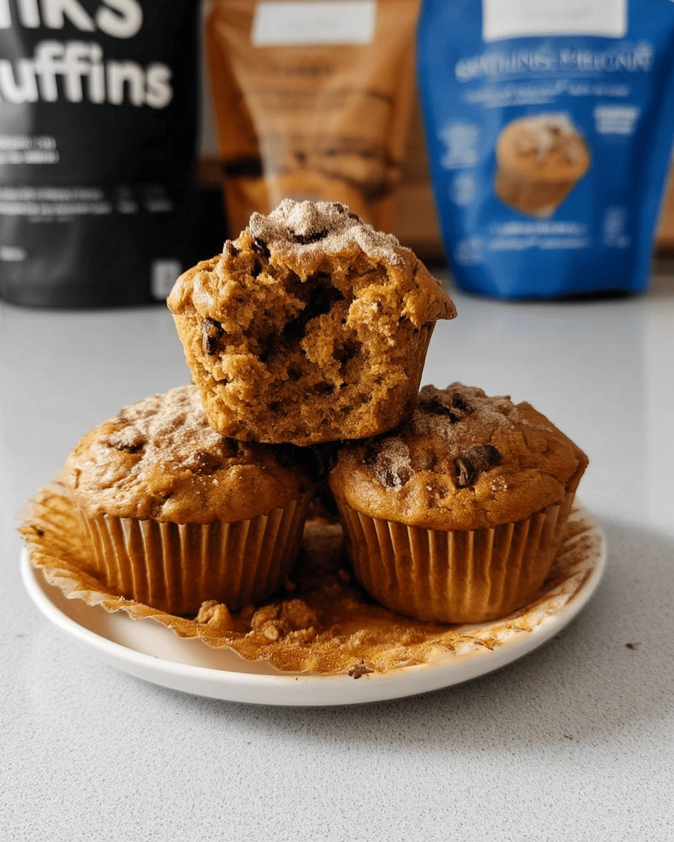 Close-up of fall dessert muffin interior showing soft pumpkin crumb