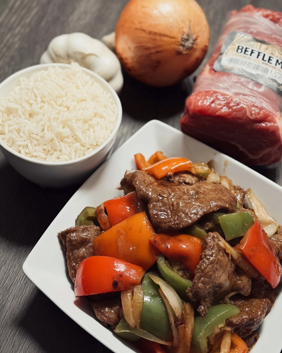 Family dinner table with slow cooker pepper steak