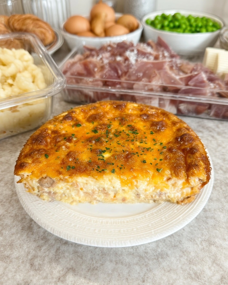 Slice of fritata recipe dinner showing cheesy layers