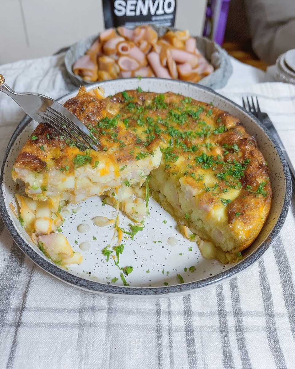 Fritata recipe dinner served on a white plate with herbs