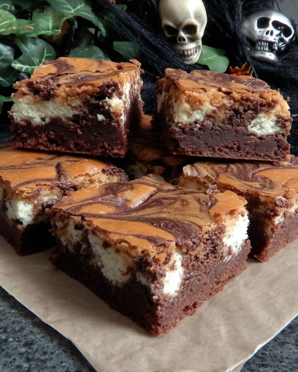 Halloween Treats brownie slice with cream cheese swirl