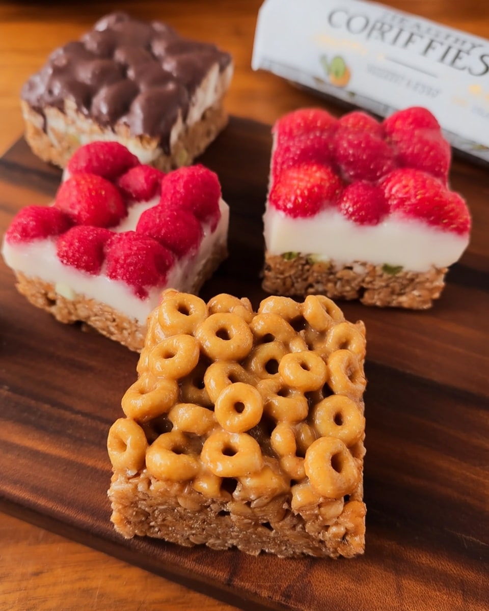 Healthy cereal bars with nut butter stacked on cutting board