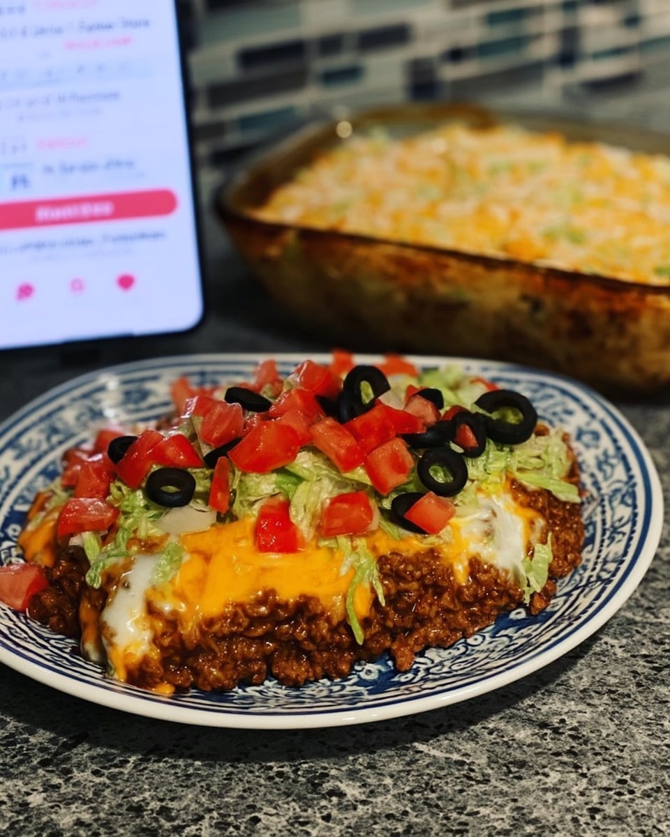 taco casserole served for family dinner with salad