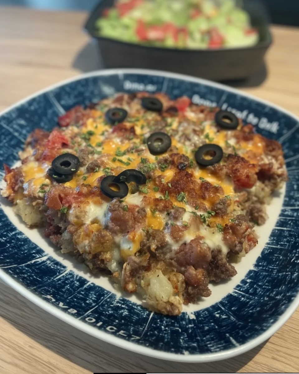 Easy low-carb taco casserole recipe! Keto-friendly dinner with ground beef, cauliflower rice, cheese, and your favorite taco toppings. Ready in 25 minutes! #lowcarb #keto #casserole #taco #dinner #recipe