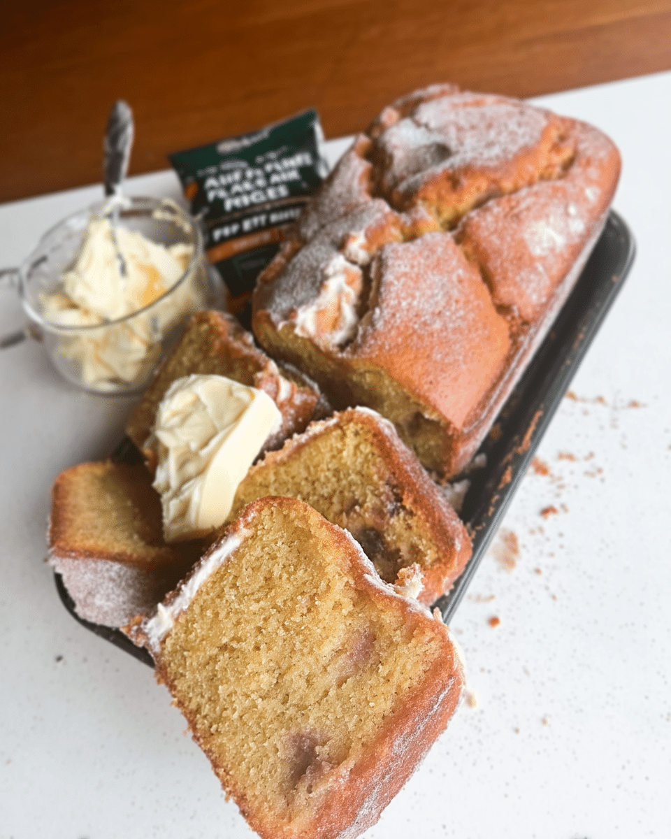Mini apple cider loaf cake wrapped for gifting