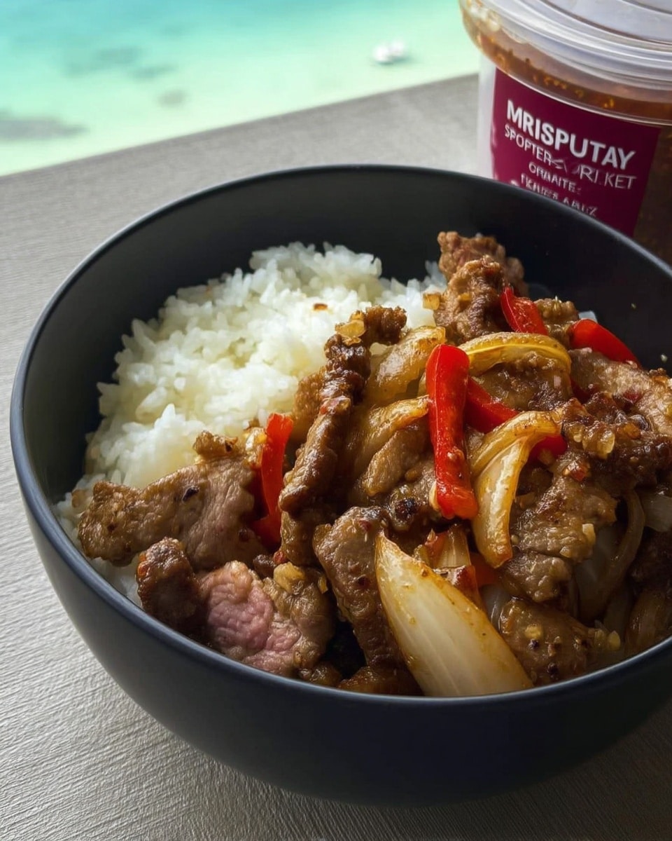 Bowl of pepper steak over white rice – easy dinner ideas for family quick