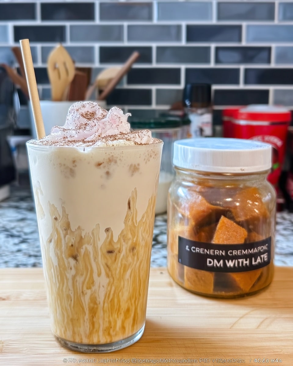 Iced Pumpkin Cream Chai Tea Latte with breakfast spread
