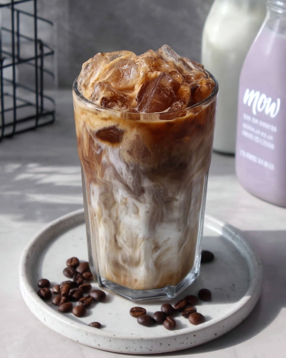 Overhead view of iced Pumpkin Chai Latte Starbucks copycat
