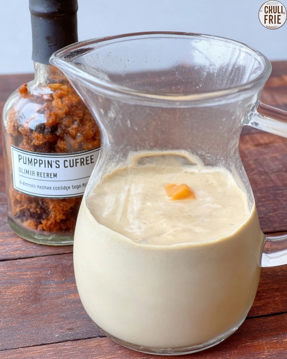 Coffee cup with steamed milk and pumpkin coffee creamer