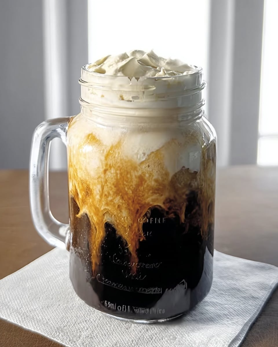 Close-up of frothy Pumpkin Cream Cold Foam texture