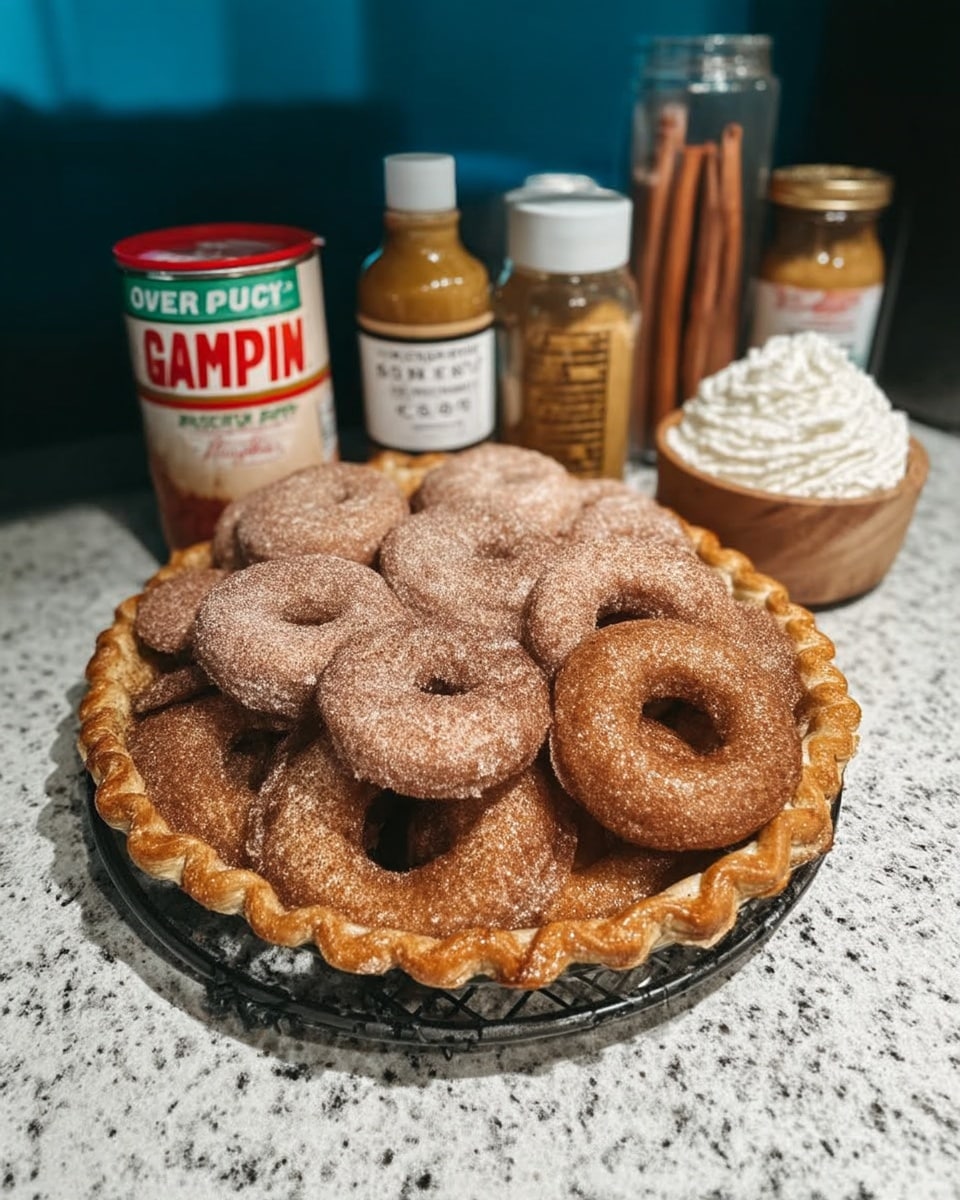 Pumpkin Donuts Baked on fall-themed table with cider