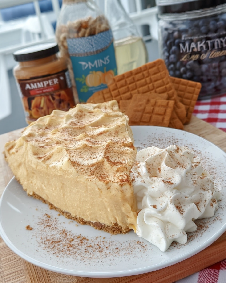 Pumpkin fluff parfait layered in a mason jar with graham crumbs