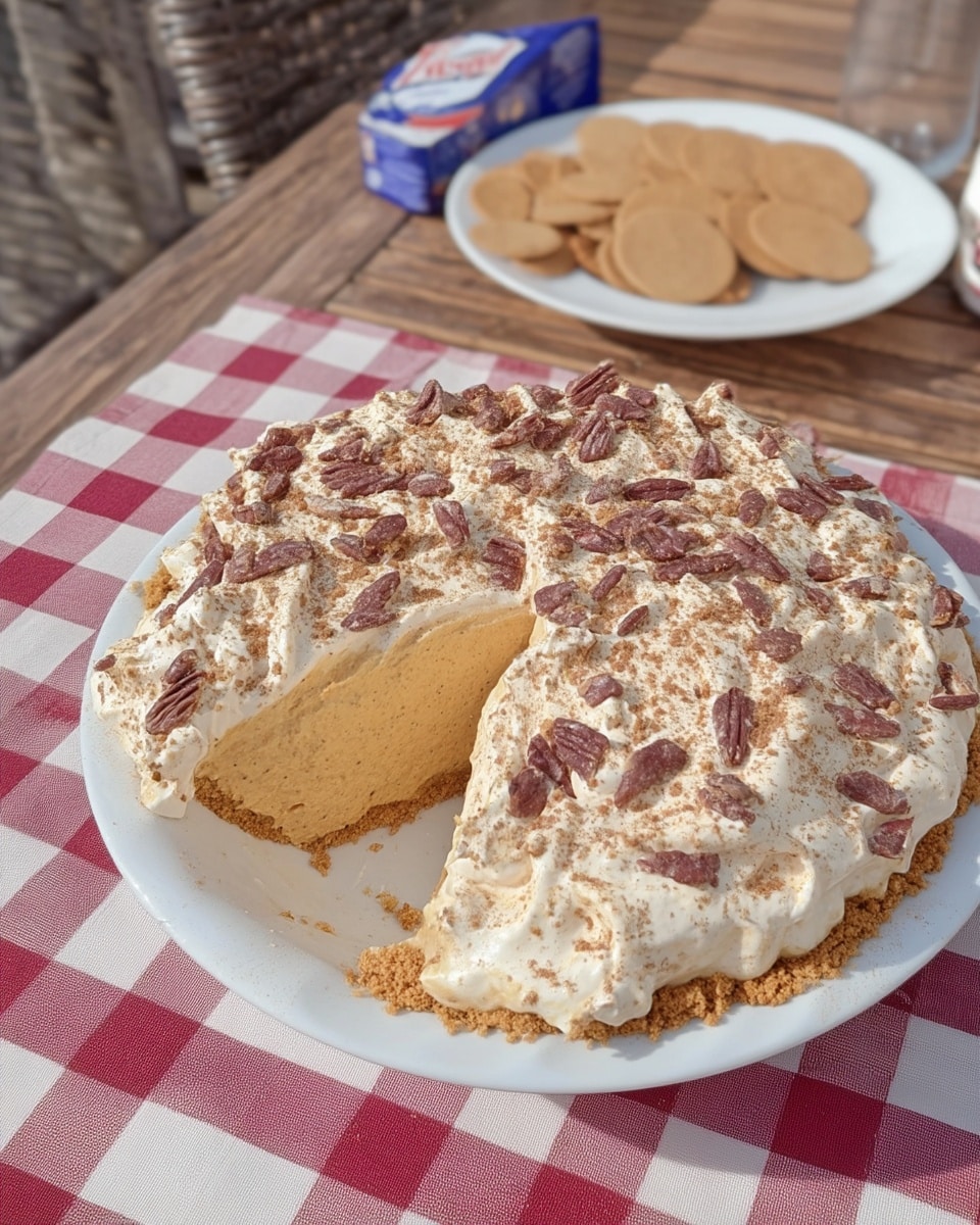 Easy no-bake Pumpkin Fluff Pie recipe! Creamy pumpkin filling with Cool Whip in a graham cracker crust. Perfect fall dessert for Halloween or Thanksgiving! #pumpkinpie #nobake #dessert #fallrecipes