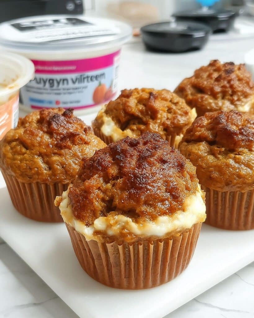 Easy & healthy pumpkin muffins recipe! Bake delicious pumpkin veggie muffins with Greek yogurt. Kid-friendly pumpkin breakfast or snack. Try these pumpkin spinach muffins!
