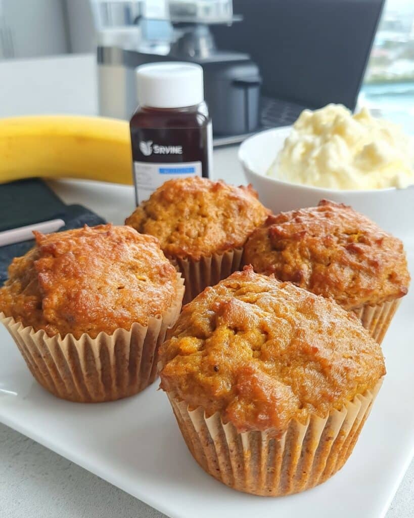pumpkin muffins white plate coffee 1