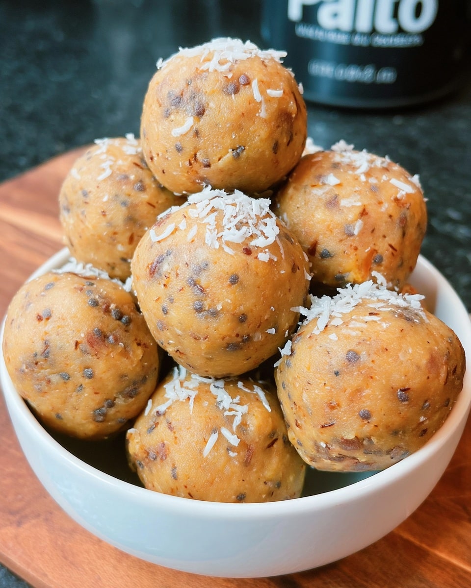 Pumpkin protein balls on parchment paper with cinnamon dust