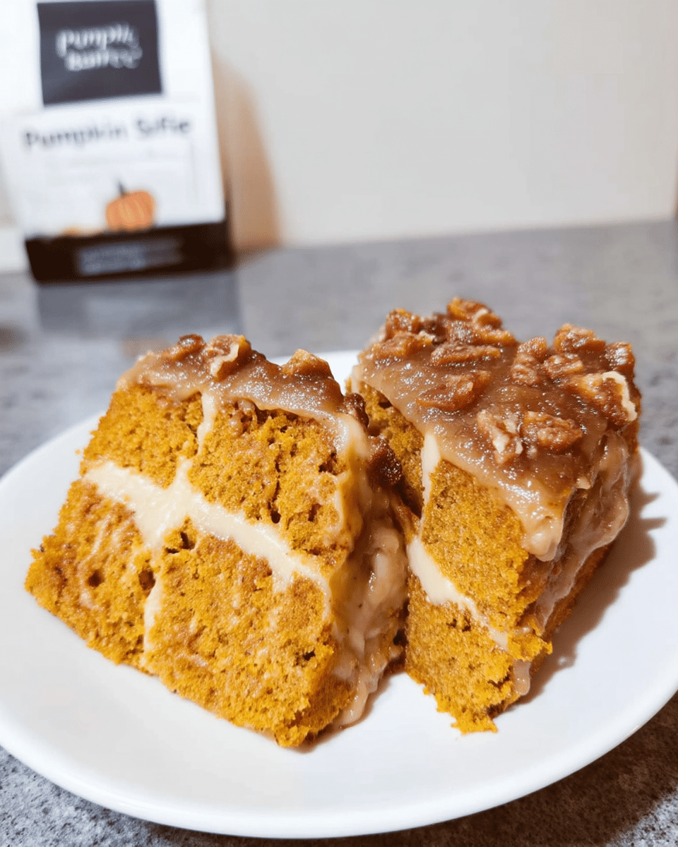 Single slice of pumpkin spice cake served with fork