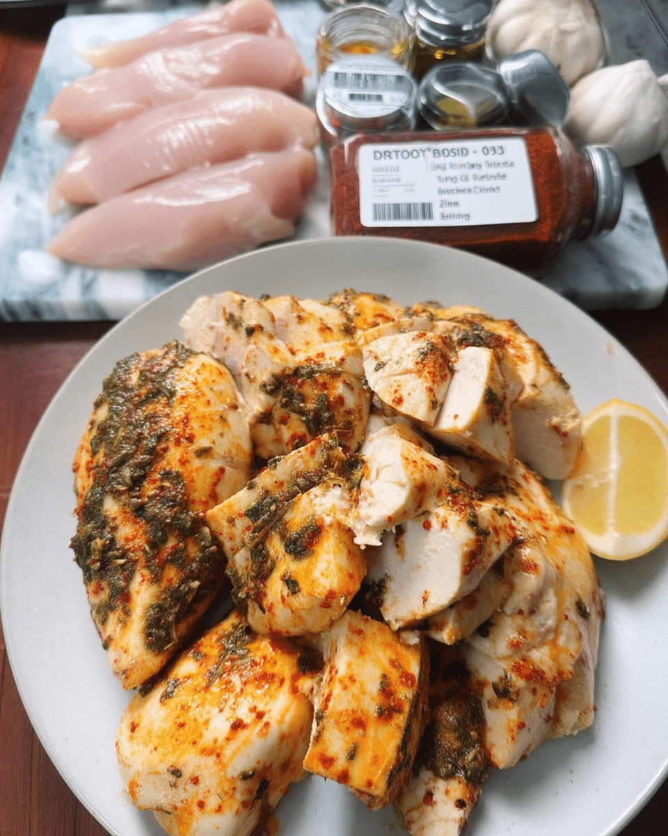 Healthy chicken breast recipes served with roasted veggies
