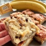 Chocolate chip banana bars sliced for school snacks
