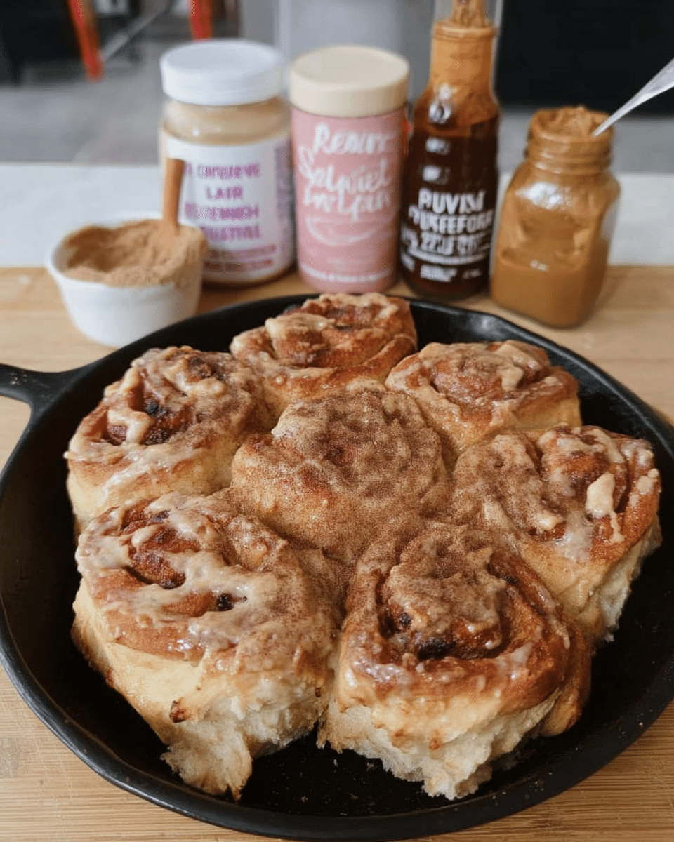 Sourdough pumpkin cinnamon rolls on a rustic wooden table