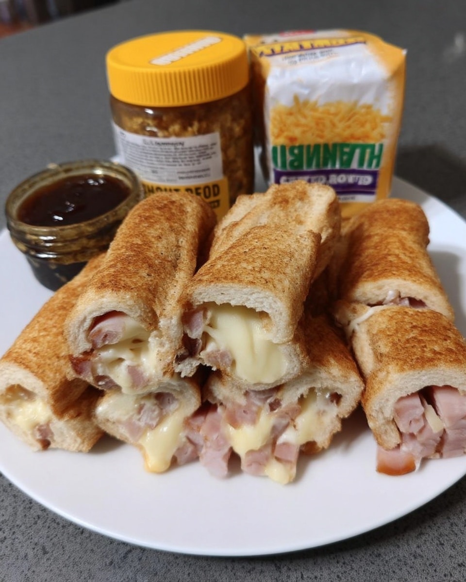 Grilled cheese roll-ups stacked on a serving board