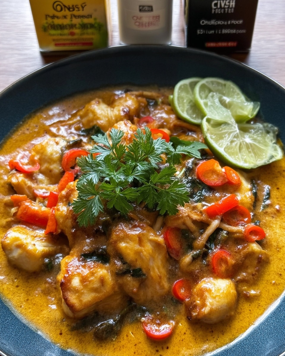Thai red curry chicken soup in white bowl – chicken soup recipes