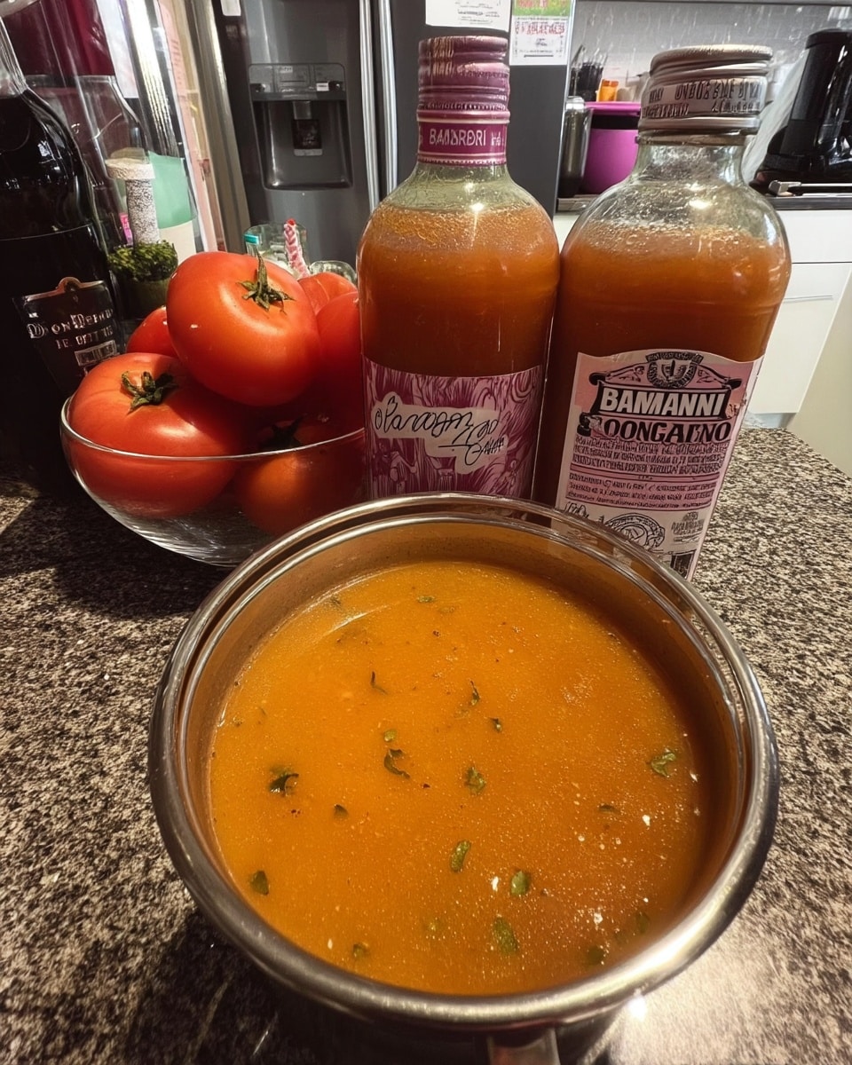Tomato soup with fresh tomatoes in white bowl with basil