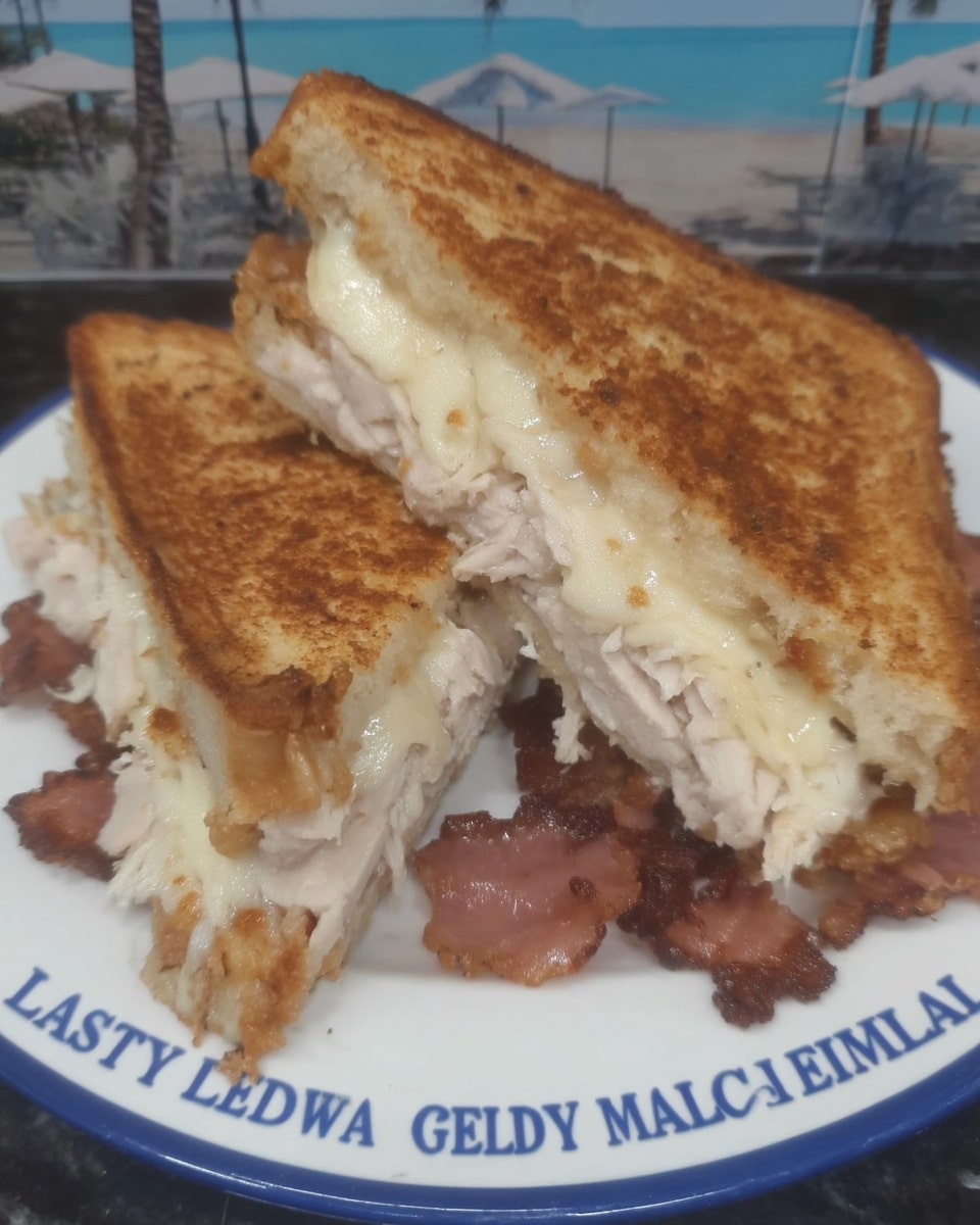 Inside of turkey melt sandwich with cheddar and spinach