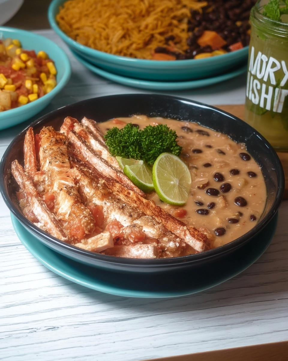 White chili crockpot dinner with bread and toppings
