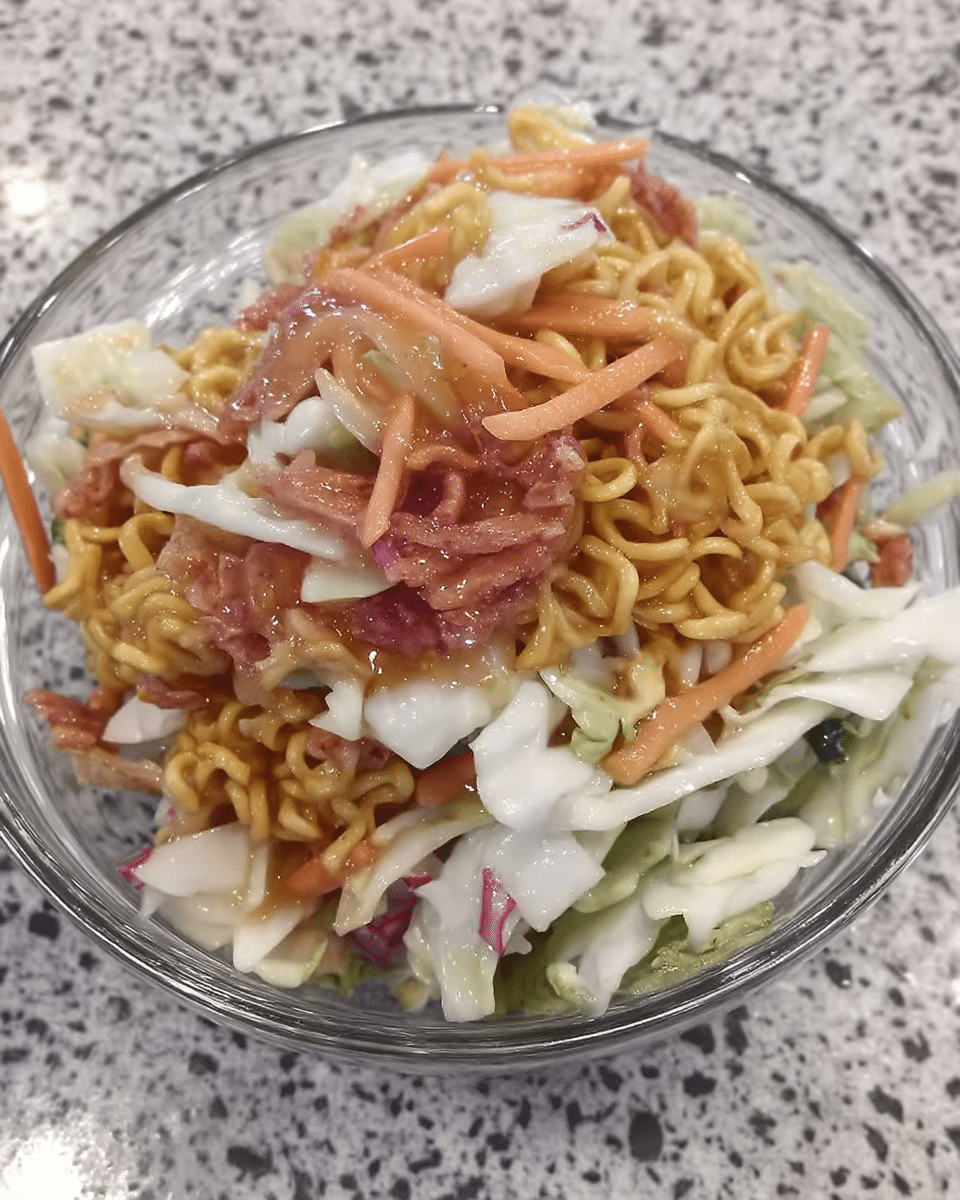 Ingredients for Asian Slaw arranged on a table.