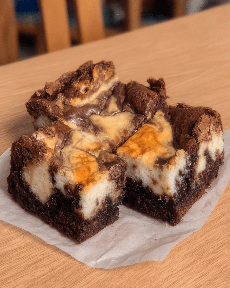 Pumpkin Cheesecake Brownies served with a scoop of vanilla ice cream