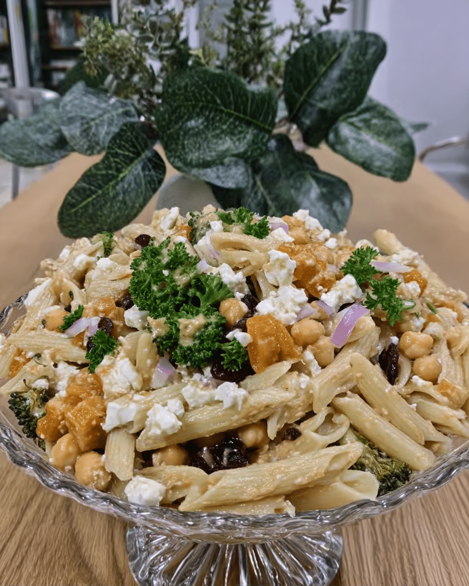 Chopped Fall Pasta Salad in a white bowl, ready to be enjoyed
