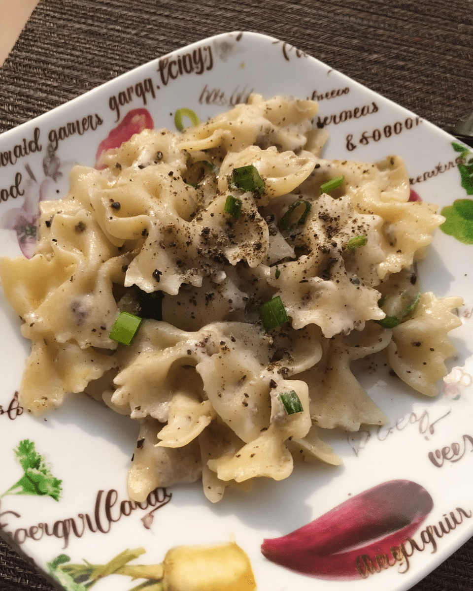 Creamy Corn Pasta with Basil served with a side salad