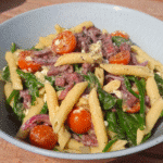 Fall Harvest Pasta Salad in a bowl.